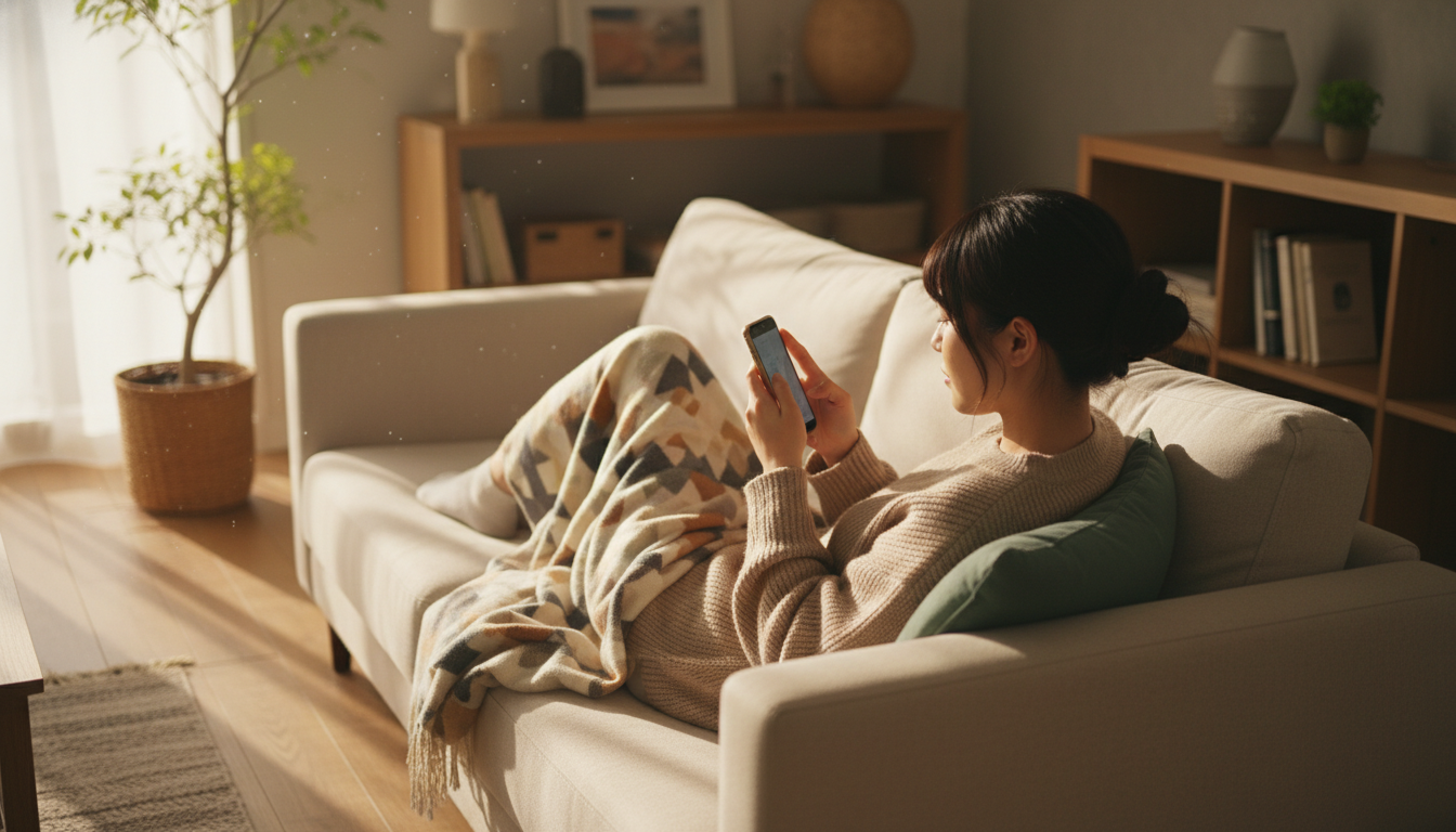 自宅のソファでくつろぎながら、賢く最新トレンドを見つける至福のひととき