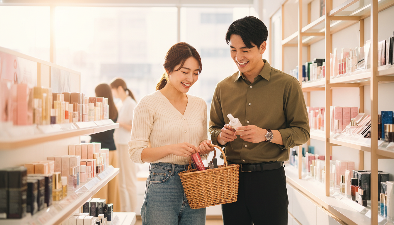 診断の後は迷わずオリーブヤングへ！カップルでのコスメショッピングも最高のエンタメに。